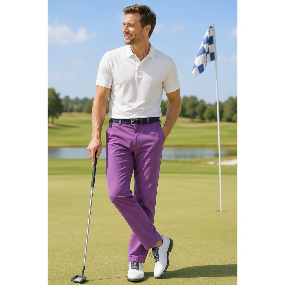 Houston White x Target Purple Blue Houndstooth Chino Pants 35 Preppy Golfcore
